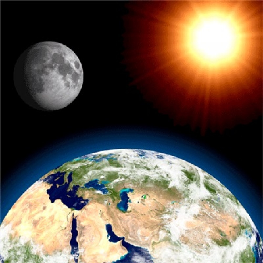 3D Kort Earth Moon and Sun MAXI
